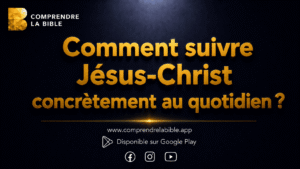 Carte titre, lettres dorées sur fond sombre : « Comment suivre Jésus-Christ concrètement au quotidien ? »