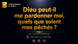 Carte titre, lettres dorées sur fond sombre : « Dieu peut-il me pardonner moi, quels que soient mes péchés ? »