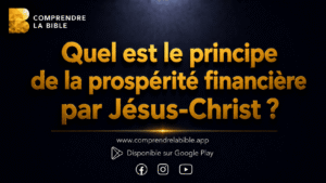 Carte titre, lettres dorées sur fond sombre : « Quel est le principe de la prospérité financière par Jésus-Christ ? »