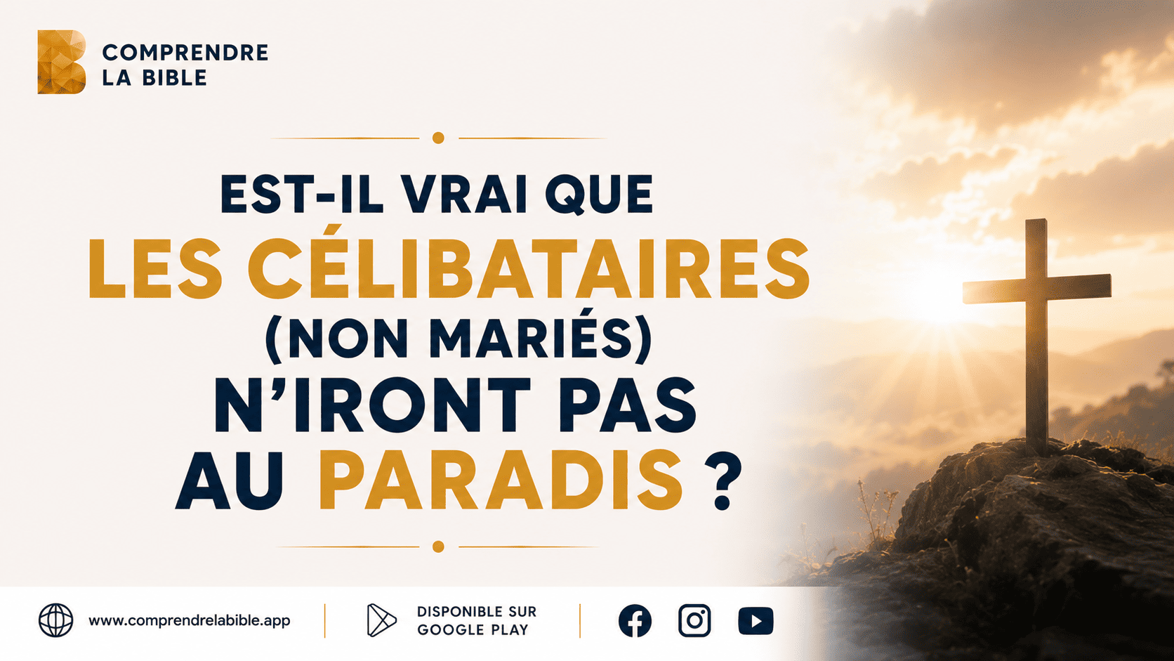 Croix de bois dressée sur une colline au soleil levant